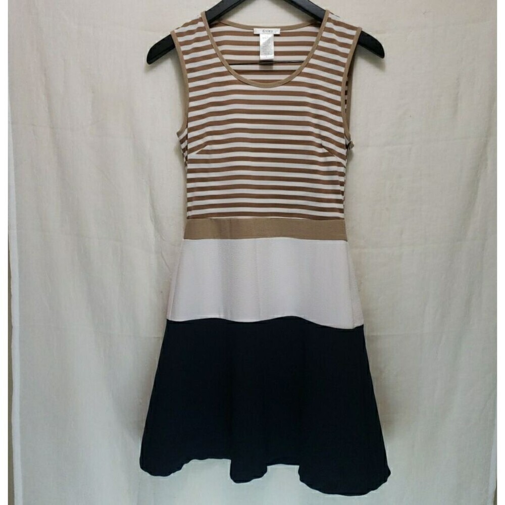 Esley Dress Womens Small S Striped Colorblock Fit & Flare Sleeveless Side Zipper